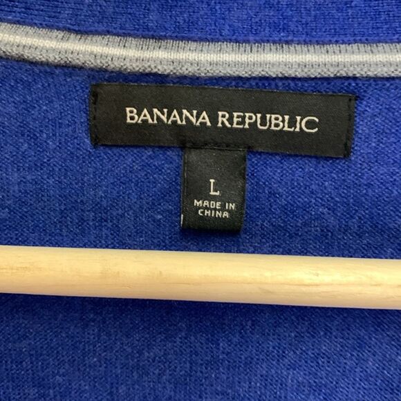 Banana Republic Bright Blue Silk Cotton Blend LS V-Neck Button Cardigan Size L - Picture 4 of 11